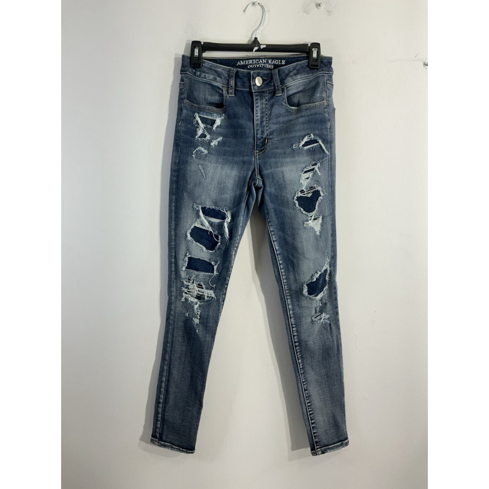 Womans American Outfitters Super Super Stretch High Rise Distressed Jeggings 6